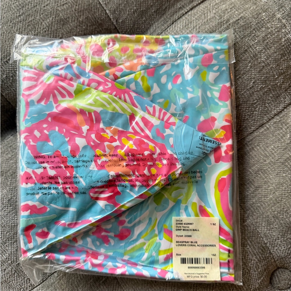 GWP Lilly Pulitzer Colorful Beach Ball in Seaspray Blue Lovers Coral